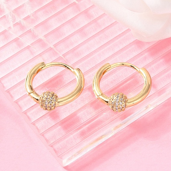 Круглые латунные серьги-кольца, с четким кубического циркония