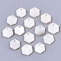 Natural Freshwater Shell Charms, Hexagon