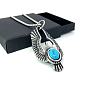 Винтажные панк ожерелья с подвеской в виде орла из нержавеющей стали с паве из синтетической бирюзы