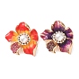 Broches en alliage, émail, strass et perles de plastique, épingles à revers pour vêtements, pivoine