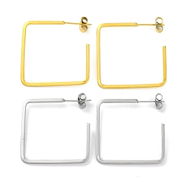 Ion Plating(IP) 304 Stainless Steel Square Stud Earrings