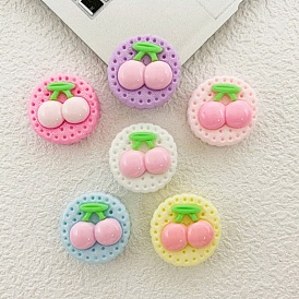 Непрозрачные кабошоны из смолы, плоские круглые с вишней