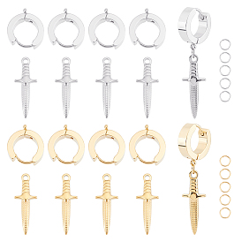 Набор для самостоятельного изготовления сережек-капель в форме кинжала, в том числе 201 фурнитура для сережек Huggie из нержавеющей стали с 316 шпильками для серег из хирургической нержавеющей стали, 304 подвески из нержавеющей стали