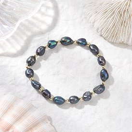 Браслеты из натуральных пресноводных бусин искусственного жемчуга для женщин, картофель