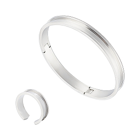 Набор для поиска поделок для изготовления ювелирных изделий, в том числе 304 кольца манжеты с канавками из нержавеющей стали, настройка браслета из нержавеющей стали