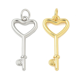 Латунные подвески, сердце ключ очарование, стойки покрытие, долговечный, без кадмия и без свинца, с целью перехода в кольце