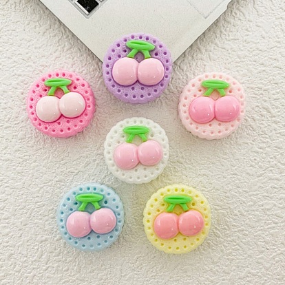 Непрозрачные кабошоны из смолы, плоские круглые с вишней