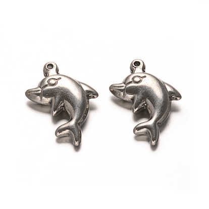 Дельфин 304 подвески из нержавеющей стали, 20x12x4 мм, отверстие : 1 мм