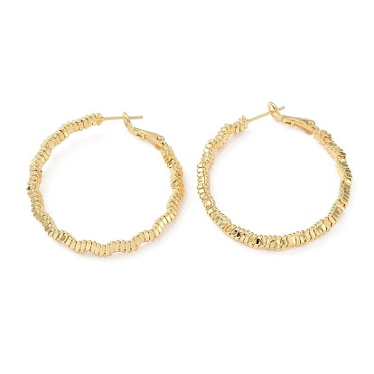 Brass Round Ring Hoop Earrings, with 925 Sterling Silver Pin for Women