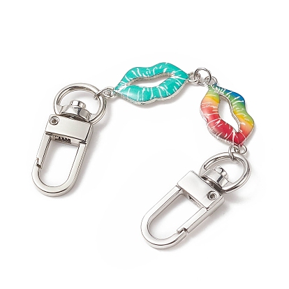 Printed Alloy Link Chain Purse Strap Extenders, with Alloy Swivel Clasps, for Bag Decoration, Lip/Butterfly