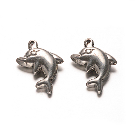 Дельфин 304 подвески из нержавеющей стали, 20x12x4 мм, отверстие : 1 мм