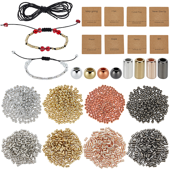 1600шт 8 стили бусины из АБС-пластика, экологичные гальванические бусины, круглые, с 2 пучками хлопковых шнуров и 8 шт. демонстрационных карточек