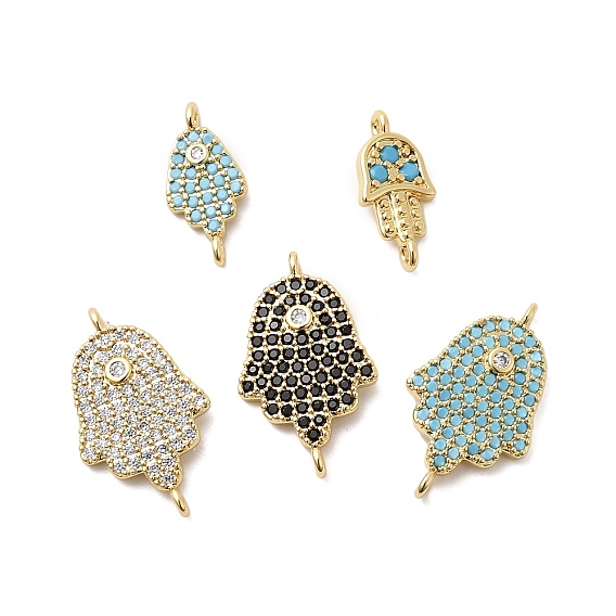 Подвески-соединители из латуни с микропаве из кубического циркония, хамса хэнд линкс, реальный 18 k позолоченный, долговечный, стойки покрытие, без свинца и без кадмия