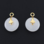 Glass Pendants, with Brass Findings, Nickel Free, Real 14K Gold Plated, Flat Round