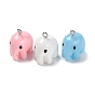 Opaque Resin Pendants, Elephant Charms, with Platinum Tone Iron Loops