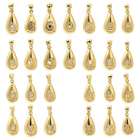 Стойка металлическая латунная микропрофилированная кубическая циркония подвески, долговечный, без свинца и без кадмия, реальный 18 k позолоченный, каплевидная форма с подвесками-буквами