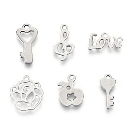 201 Stainless Steel Charms, Laser Cut, Mixed Shapes
