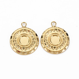 Ion Plating(IP) 304 Stainless Steel Pendant Enamel Settings, Cadmium Free & Nickel Free & Lead Free, Flat Round