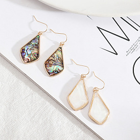Chic and Minimalistic Abalone Shell Earrings with White and Paper Shells - European Style Fashion Jewelry for Women