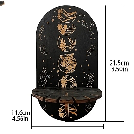 Подвесная деревянная хрустальная полка, черная овальная подставка для кристаллов, стеллаж для хранения маятников в деревенском стиле, ведьма, цветочным узором