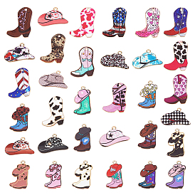 66шт. 33 стили подвесок из светло-золотистого сплава с принтом, ковбойские сапоги с ковбойскими шляпами