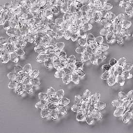 Transparent Acrylic Beads, Faceted, Flower, 29x12mm, Hole: 3mm