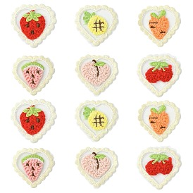 30 шт. 6 стили сердце компьютерная вышивка ткань приклеиваемые/пришивные заплатки, аксессуары для костюма, аппликация