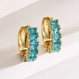 18K Gold Plated Vintage Earrings with Zircon Stones for Women