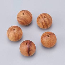 Природных шарики древесины, свободные шарики, для изготовления ювелирных четок, круглые, неокрашенными