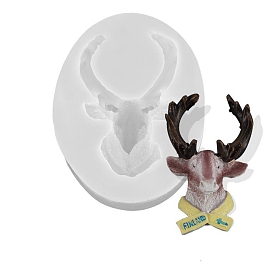 Christmas Finland Reindeer's Head DIY Silicone Molds, Resin Casting Molds, For UV Resin, Epoxy Resin Decoration Making