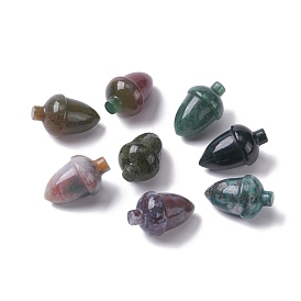 Natural Indian Agate Beads, No Hole/Undrilled, for Wire Wrapped Pendant Making, Filbert