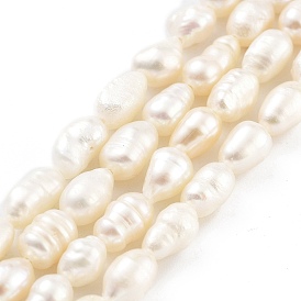 Natural Keshi Pearl Cultured Freshwater Pearl Beads Strands, Baroque Pearls, Two Sides Polished, Grade 3A+