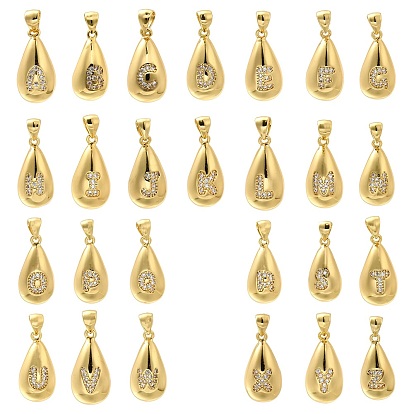 Стойка металлическая латунная микропрофилированная кубическая циркония подвески, долговечный, без свинца и без кадмия, реальный 18 k позолоченный, каплевидная форма с подвесками-буквами