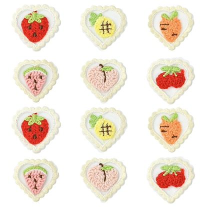 30 шт. 6 стили сердце компьютерная вышивка ткань приклеиваемые/пришивные заплатки, аксессуары для костюма, аппликация