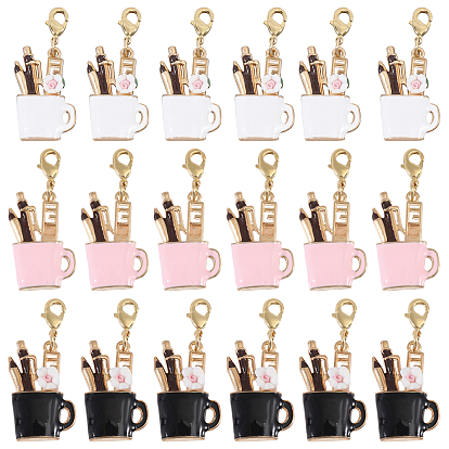 Подвеска для ручки из сплава эмали, подвесные украшения, с латунными карабин-лобстерами 