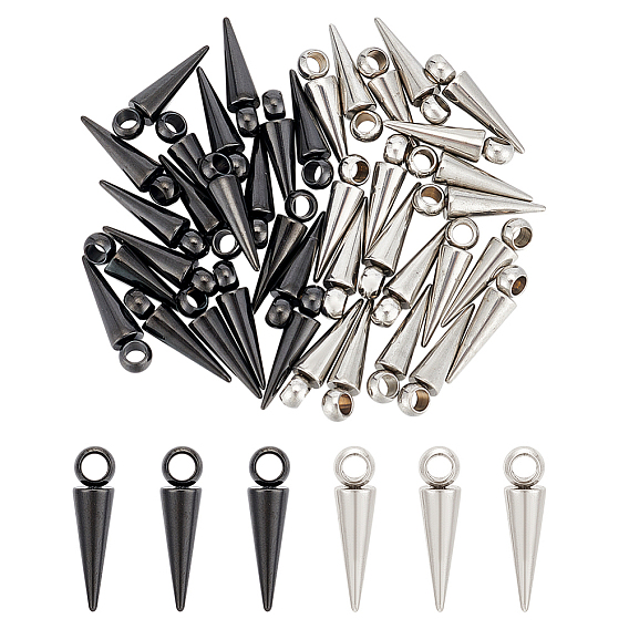 40 шт 2 цвета подвески из нержавеющей стали, шарм конус/шип