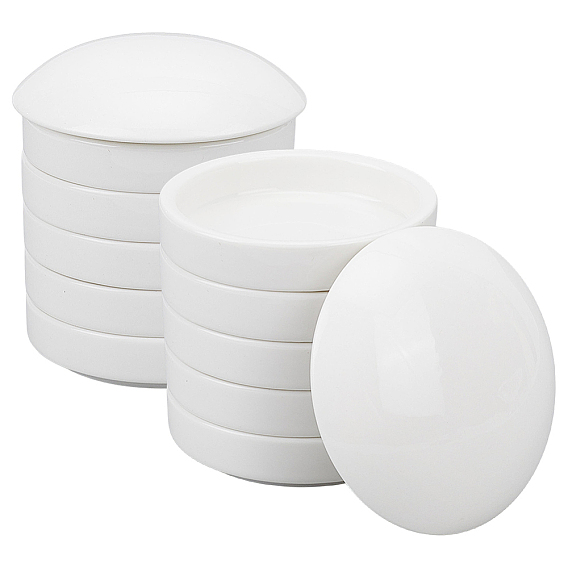 3Pcs Porcelain Ink Box, for Grinding Ink, Flat Round, Calligraphy Supplies