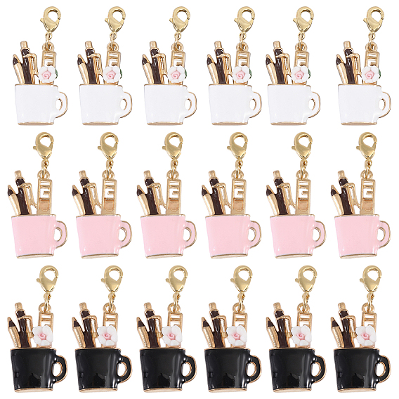 Подвеска для ручки из сплава эмали, подвесные украшения, с латунными карабин-лобстерами 