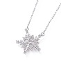 304 Stainless Steel Pendant Necklaces, with Cubic Zirconia, Cable Chains and Lobster Claw Clasps, Christmas Snowflake, Clear
