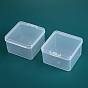 Transparent Plastic Bead Containers, with Hinged Lids, Square