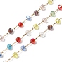 Ручная работа 304 цепочки из нержавеющей стали с гранеными стеклянными бусинами-ронделями, пайки, красочный, ионное покрытие (ip)