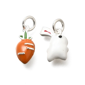 925 брелоки из стерлингового серебра с эмалью., с перемычками и 925 штампом, серебряный цвет гальваническим