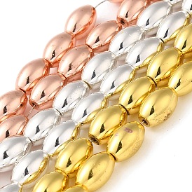 Brins de perles d'hématite magnétiques synthétiques galvanisées, ovale
