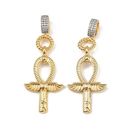 Латунные микро проложить кубического циркония подвески, крестик, без свинца и без кадмия, долговечный, стойки покрытие