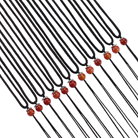 24 шт. 2 цвета полиэстеровые ожерелья, с натуральными агатовыми бусинами и фурнитурой из сплава