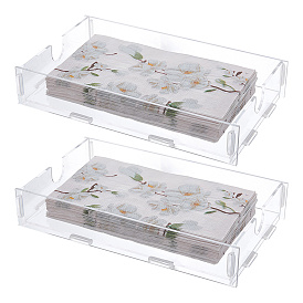 2 Bags Rectangle Acrylic Napkin Storage Box