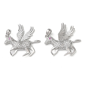 Brass Micro Pave Cubic Zirconia Pendants, Horse Charms