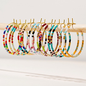 Большие серьги-кольца из богемского стекла, золотые