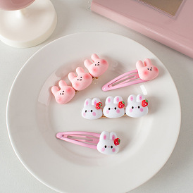 Cute Pink Bunny Hair Clip - Side Bangs BB Clip for Girls, Children's Hair Accessories.
