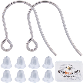 20 шт 316 хирургические крючки для серег из нержавеющей стали, с 20 пластиковыми ушными гайками